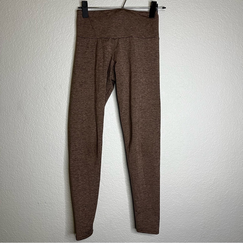 ONZIE Echo Luxe Mocha Brown High-Waisted Leggings Size Small in EUC